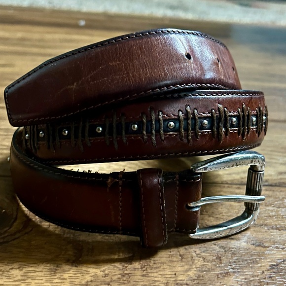 Brighton • Size 33 • Men’s • Brown/Black • • Studded • Belt - Picture 3 of 10